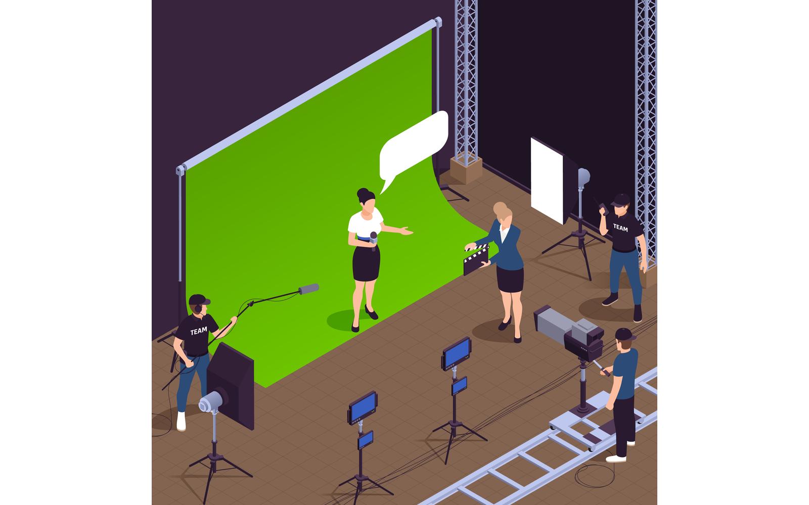 Tv Show Isometric Set 8 Vector Illustration Concept