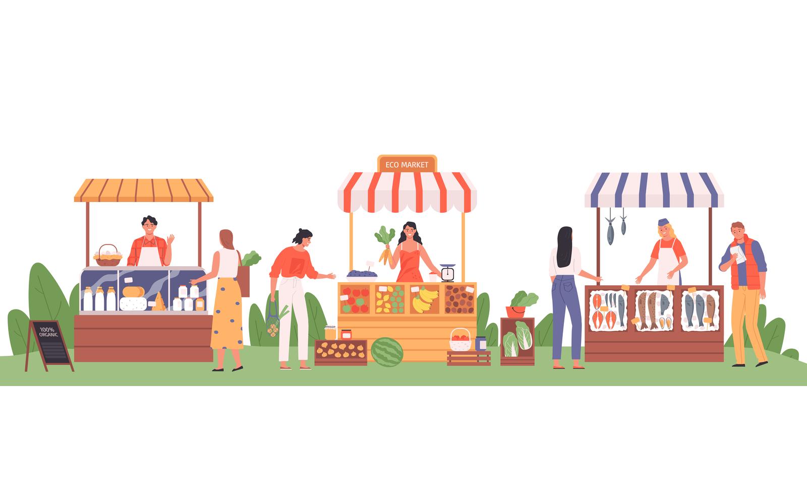 Agricultural Eco Market Vector Illustration Concept