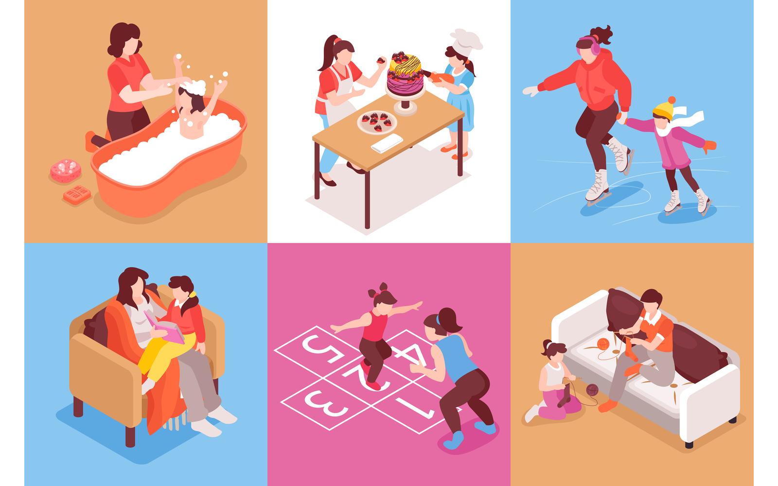 Isometric Motherhood Design Concept Vector Illustration Concept