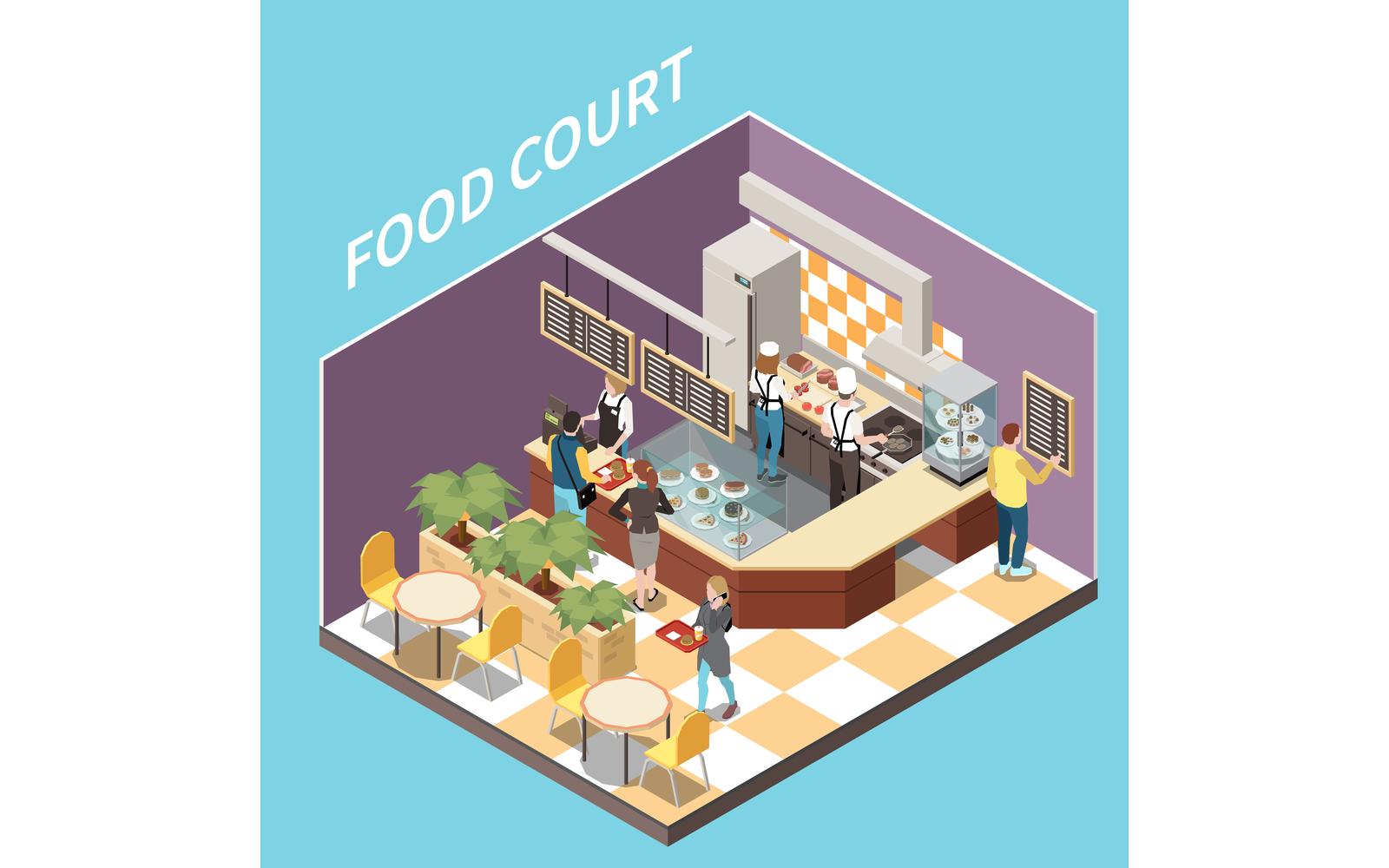 Food Court Isometric 4 Vector Illustration Concept