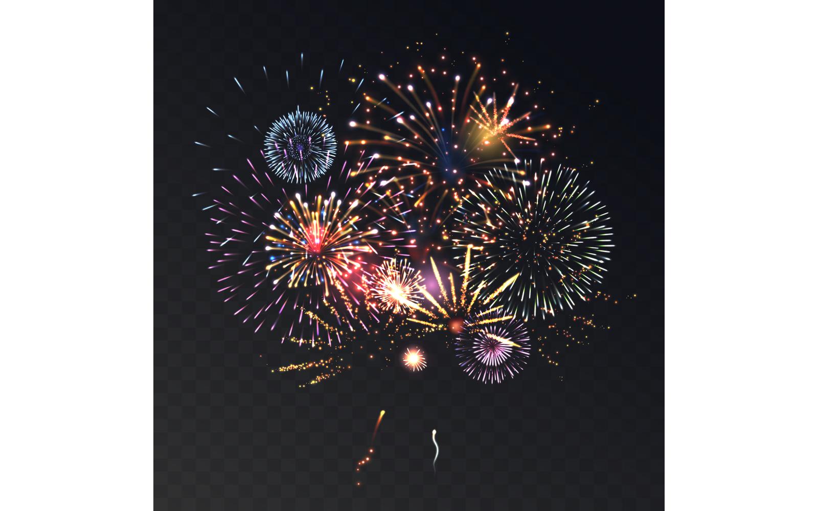 Realistic Fireworks Illustration Vector Illustration Concept