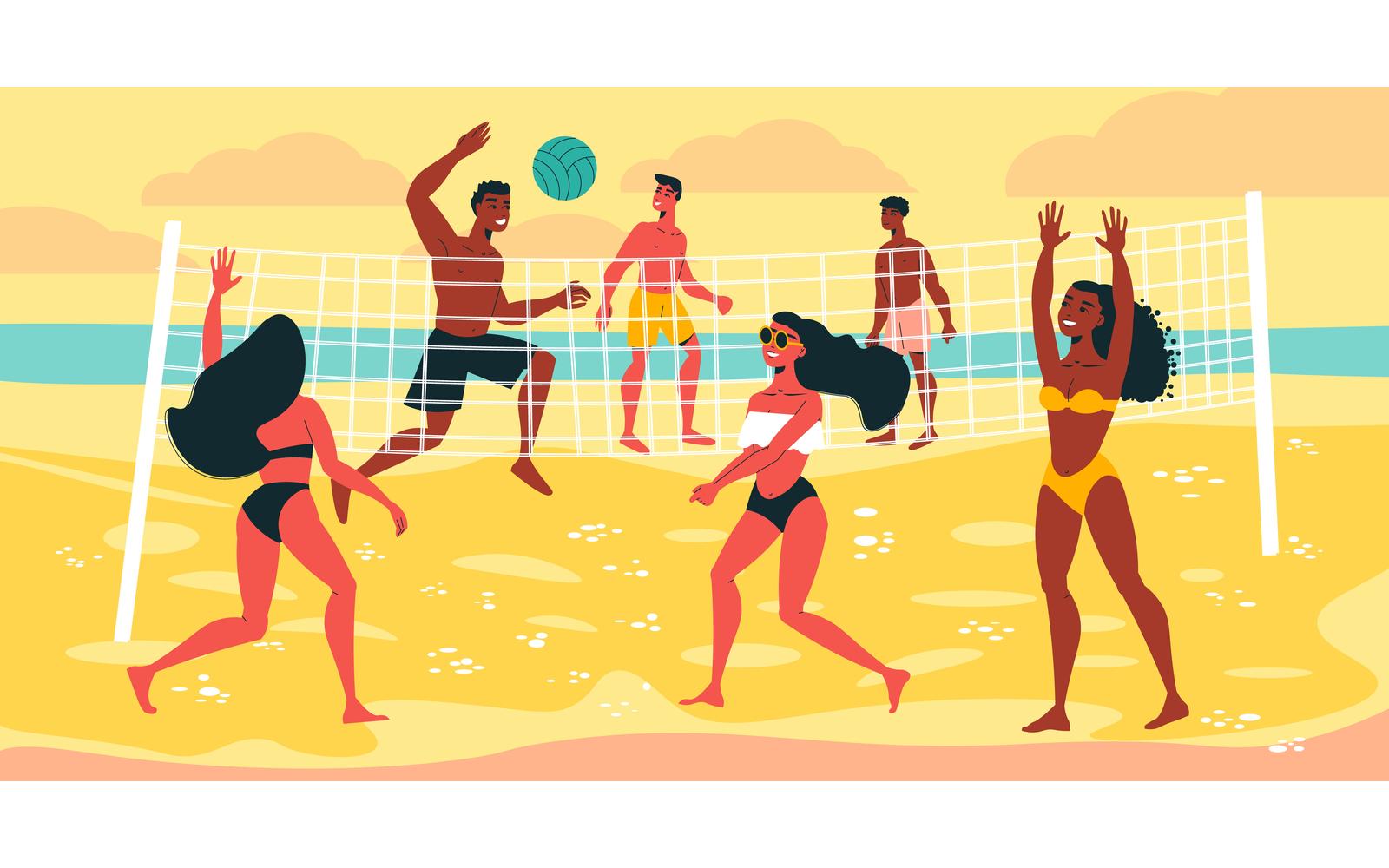 Summer Sport Volleyball Vector Illustration Concept