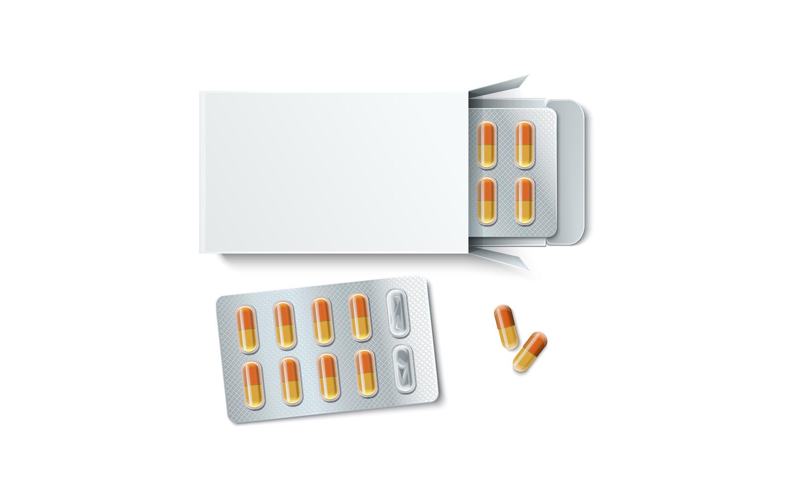 Pills Tablets Capsules Blister Realistic 2 Vector Illustration Concept