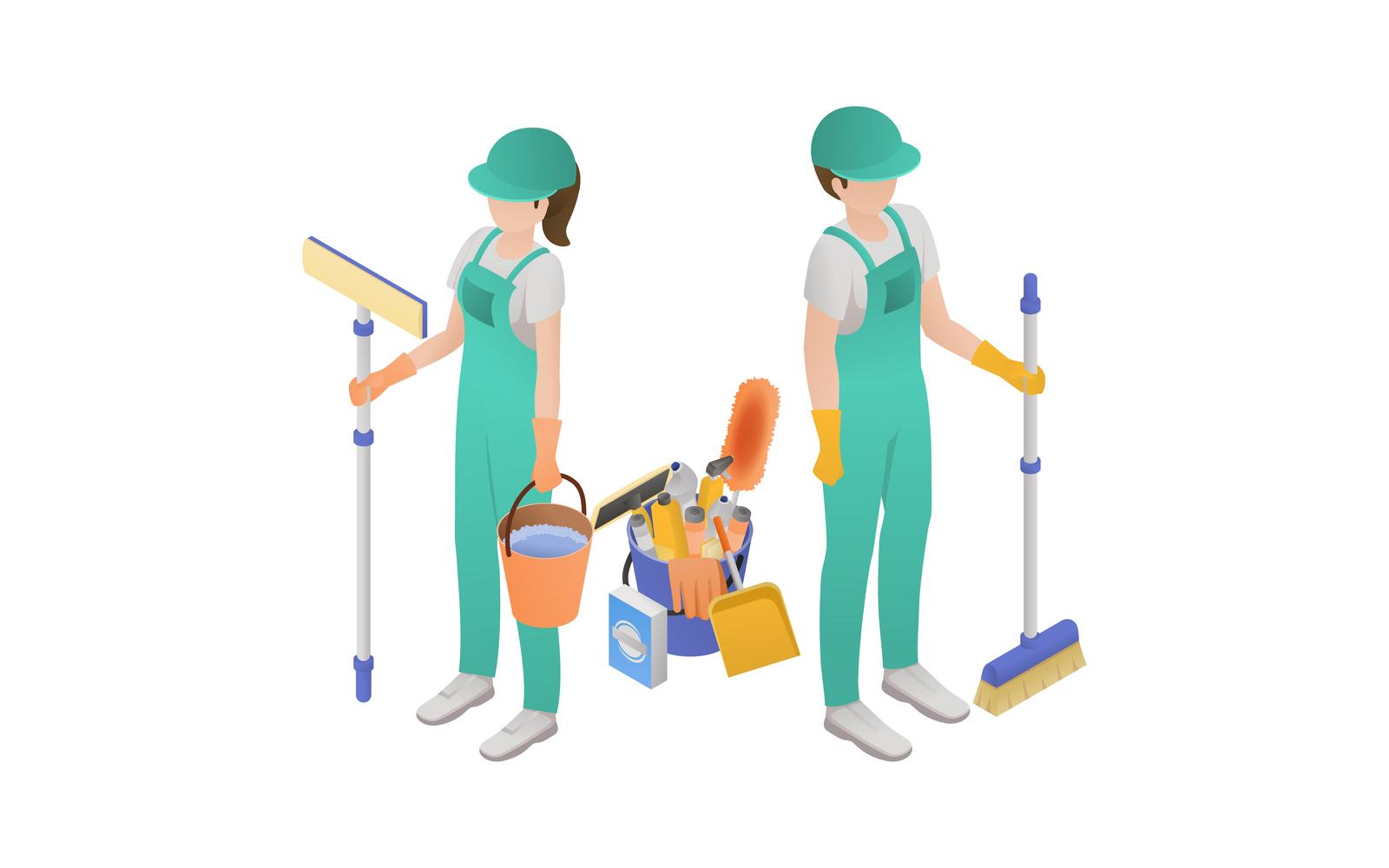 Professional Cleaning Service Isometric 6 Vector Illustration Concept