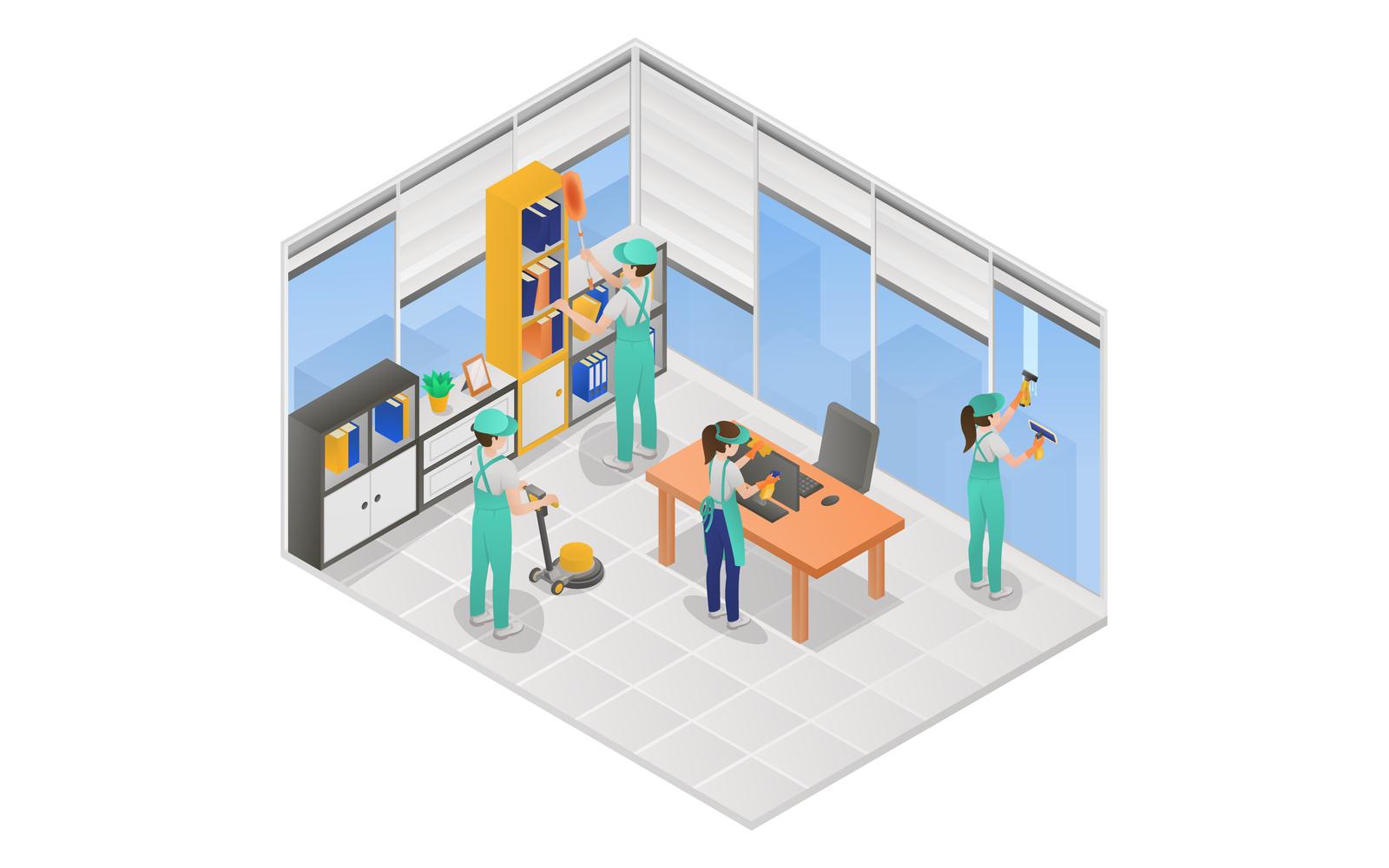 Professional Cleaning Service Isometric 7 Vector Illustration Concept