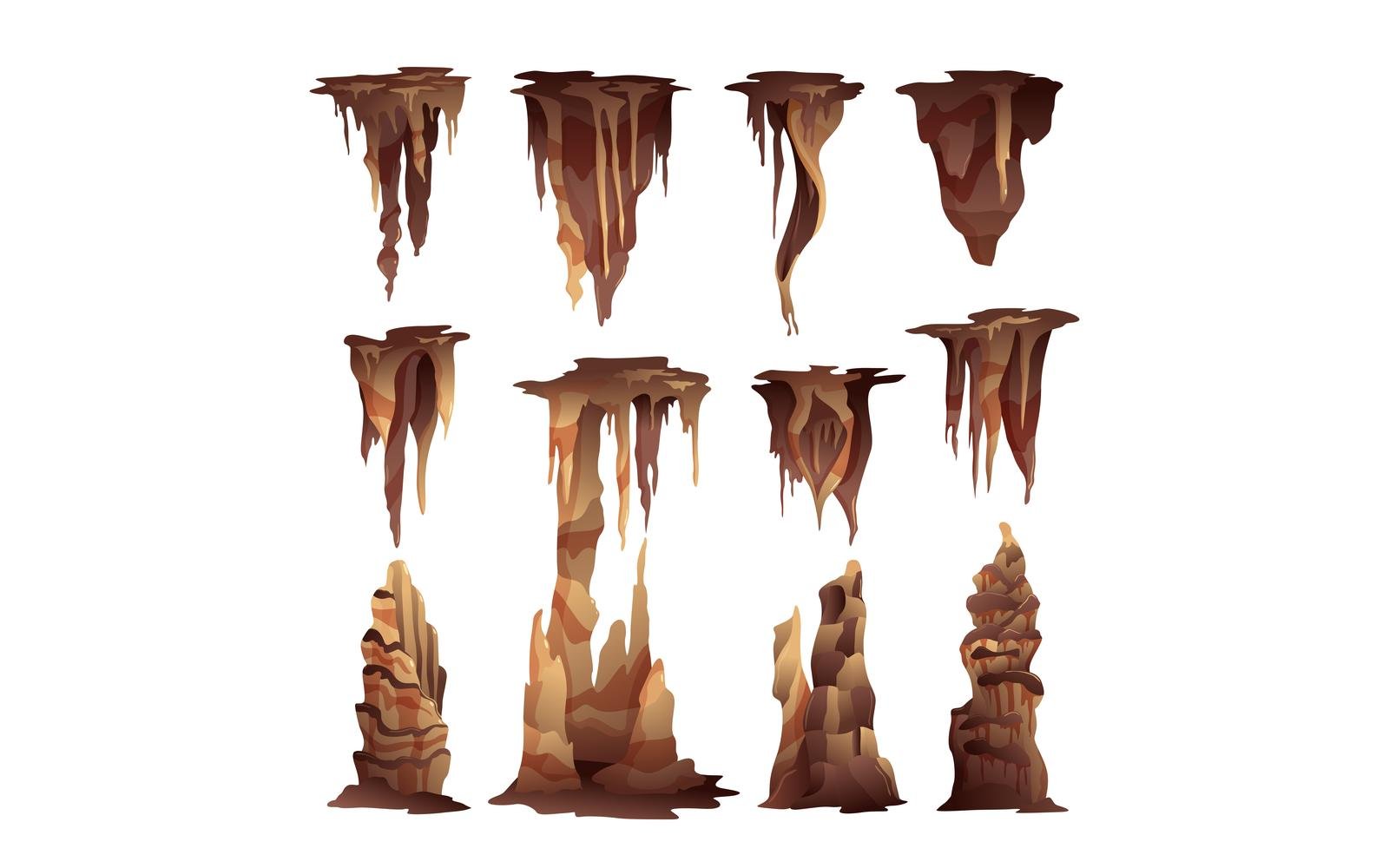 Stalactites Stalagmites Set Vector Illustration Concept