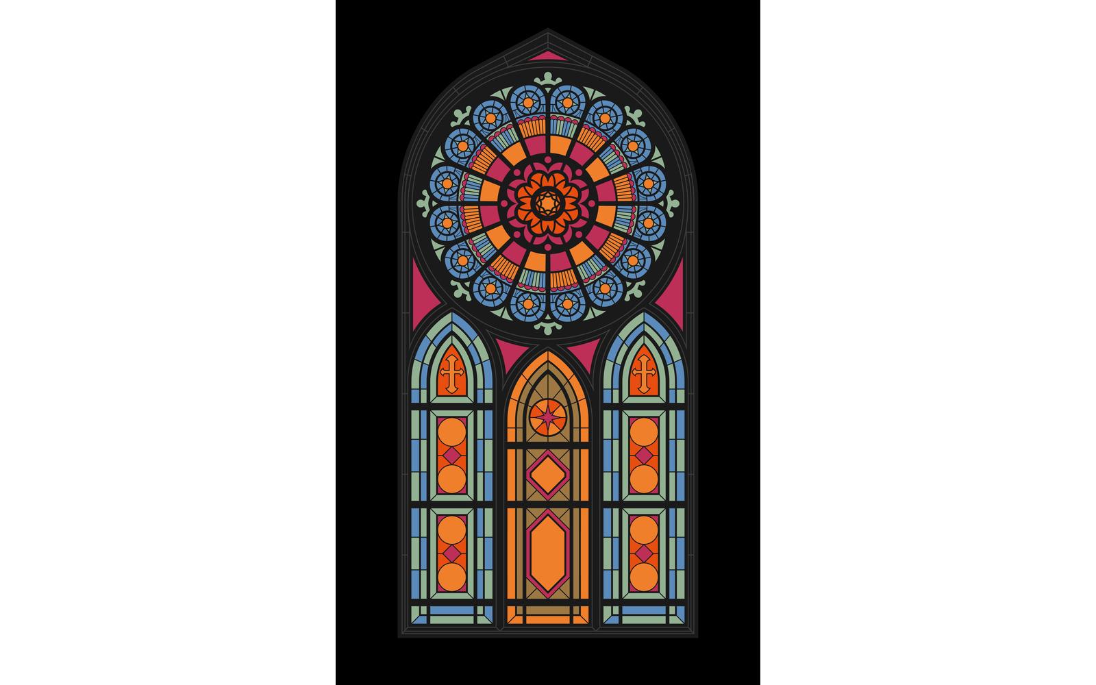 Gothic Church Window Mosaic Vector Illustration Concept