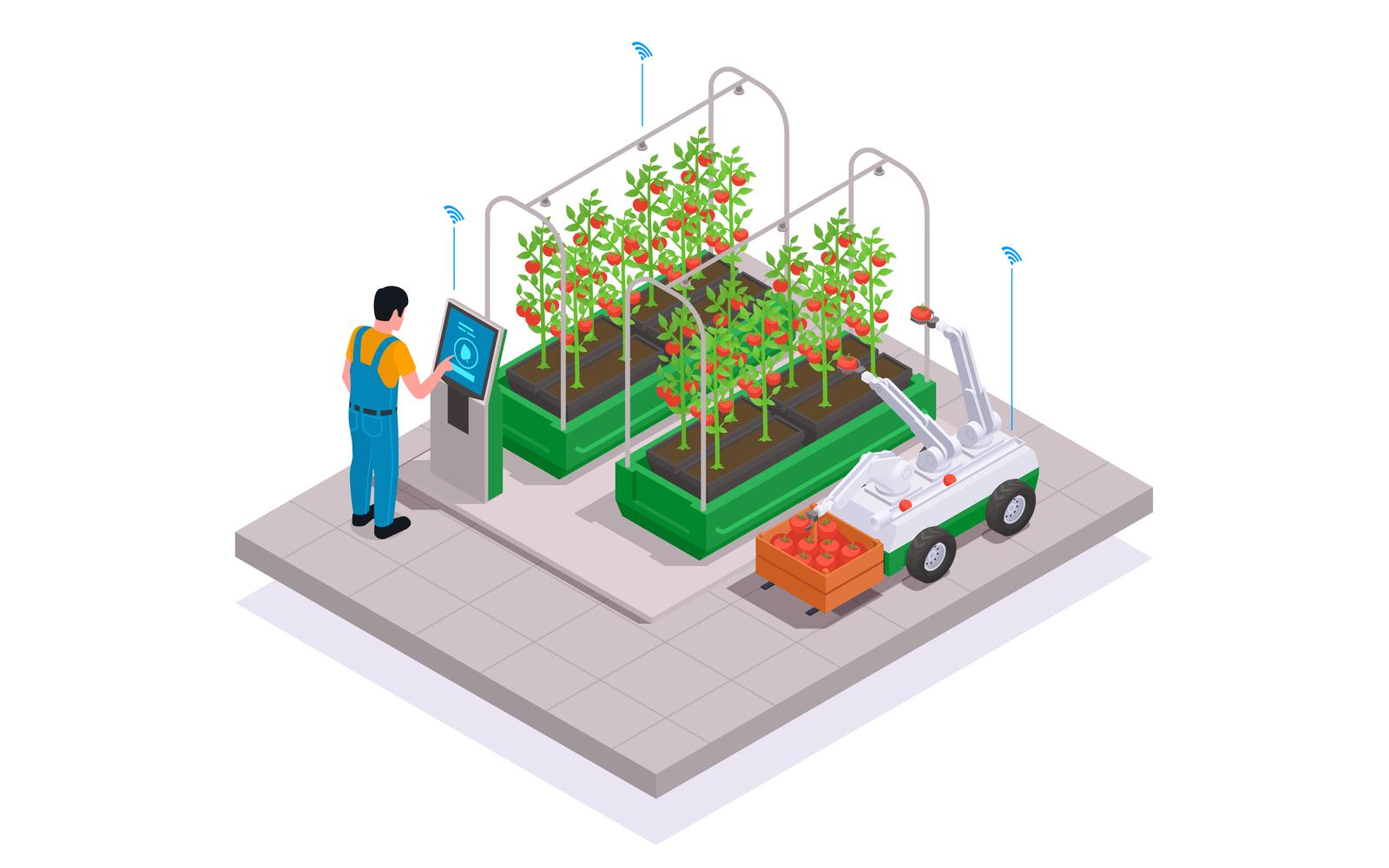 Modern Greenhouse Isometric 6 Vector Illustration Concept