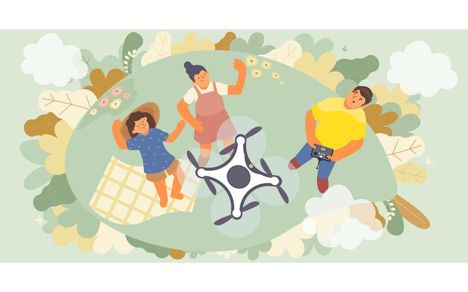 Selfie Drone Flat Vector Illustration Concept