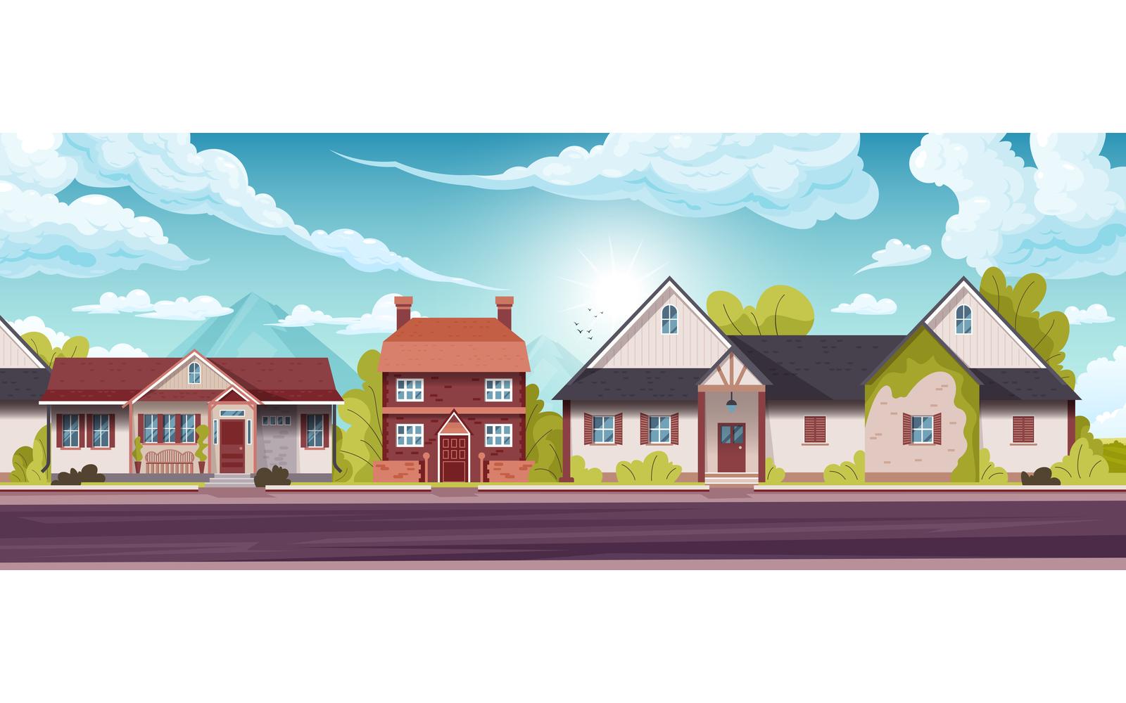 Suburban House Illustration Vector Illustration Concept