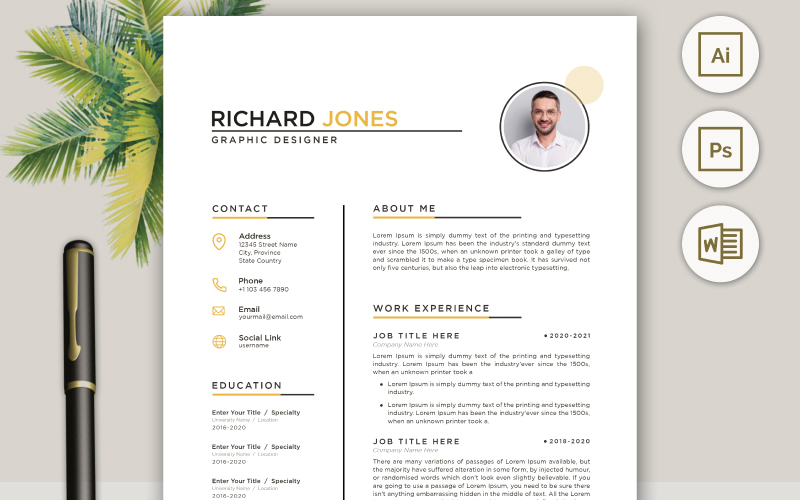 Richard Jones Job Hunting Resume CV Template