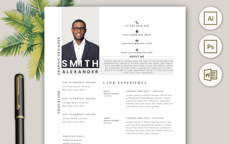 Professional Resume CV Template Design Vol 5