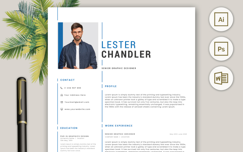 Lester Chandler Job Hunting Resume CV Template