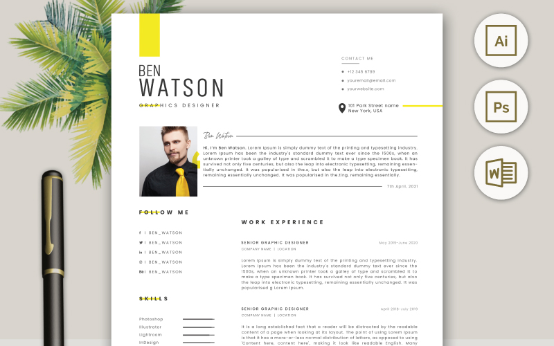 Ben Watson Job Hunting Resume CV Template