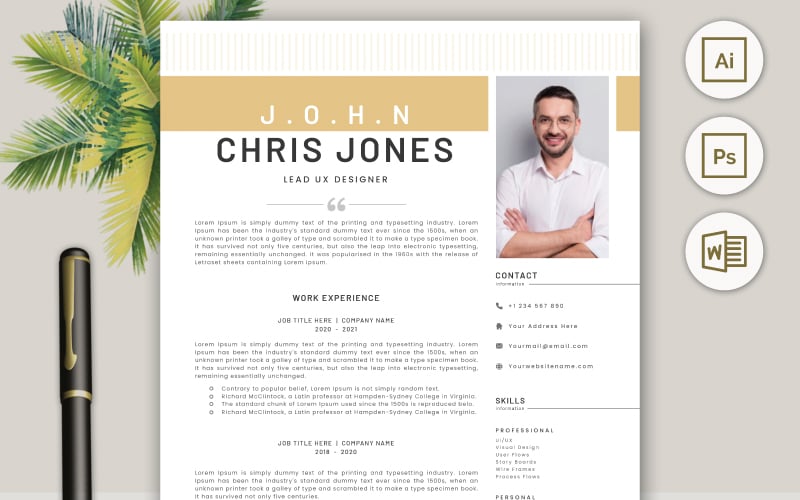 Chris Jones Job Hunting Resume CV Template