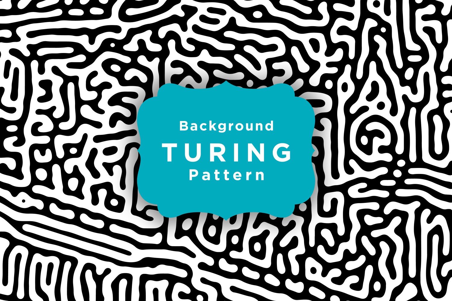 Black And White Organic Rounded Lines Turing Pattern Background