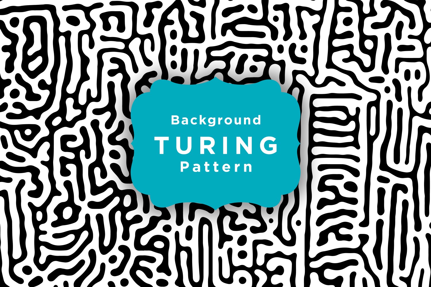 Black And White Organic Rounded Lines Turing Pattern Background Template