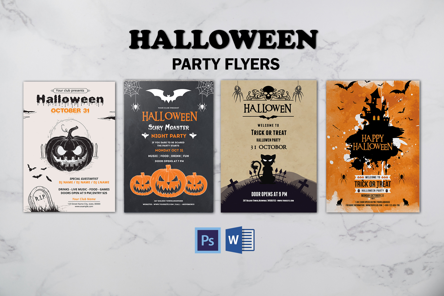 Halloween Invitation Flyer Bundle Corporate Identity Template