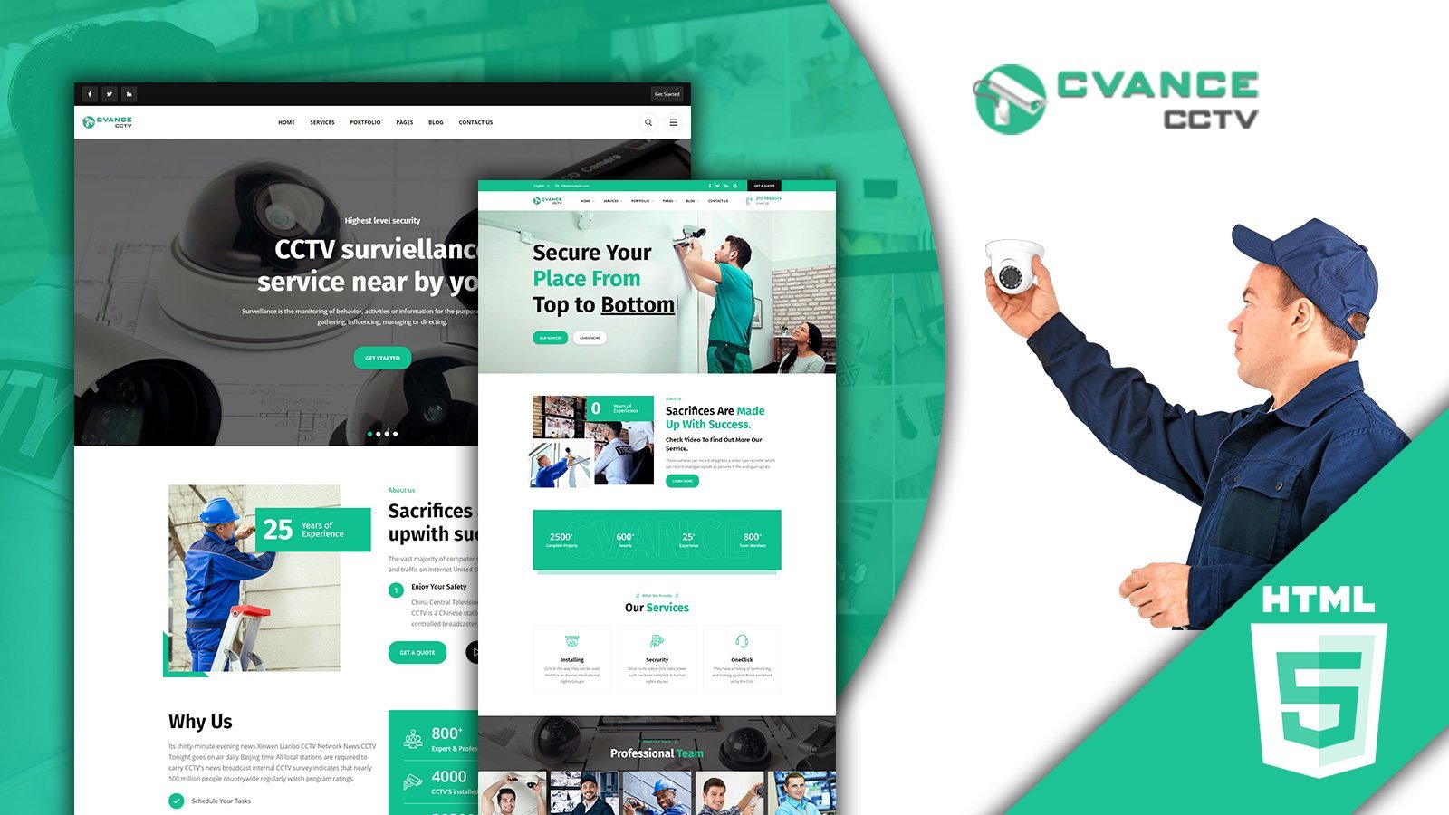 Cvance Security and CCTV HTML5 Website Template