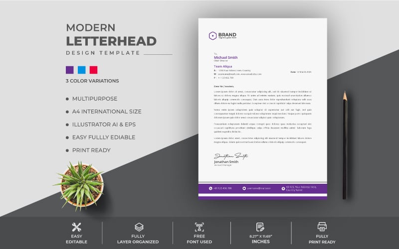 Creative Modern Business Letterhead Design Template