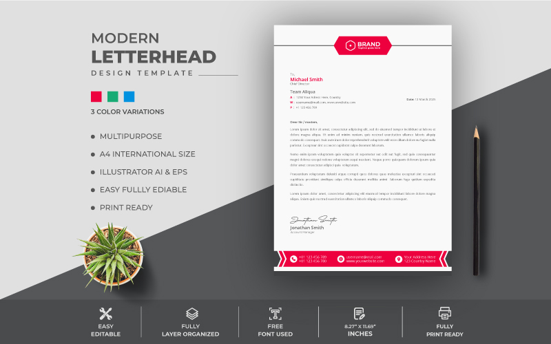 Modern Business Letterhead Design Template