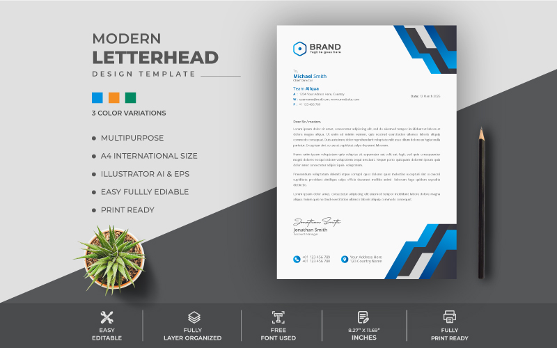 Abstract Letterhead Design Template