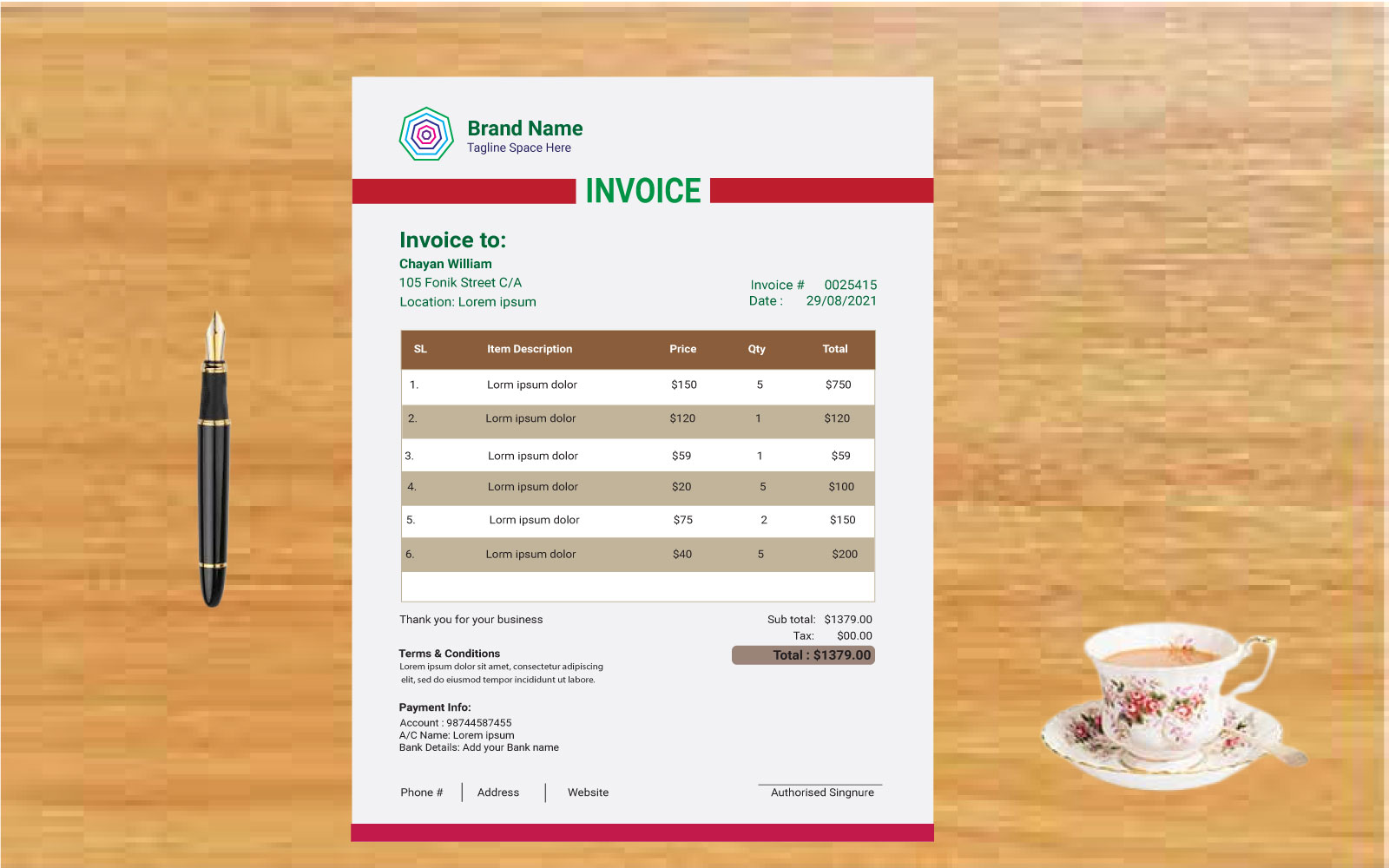 Invoice Template - Print Ready