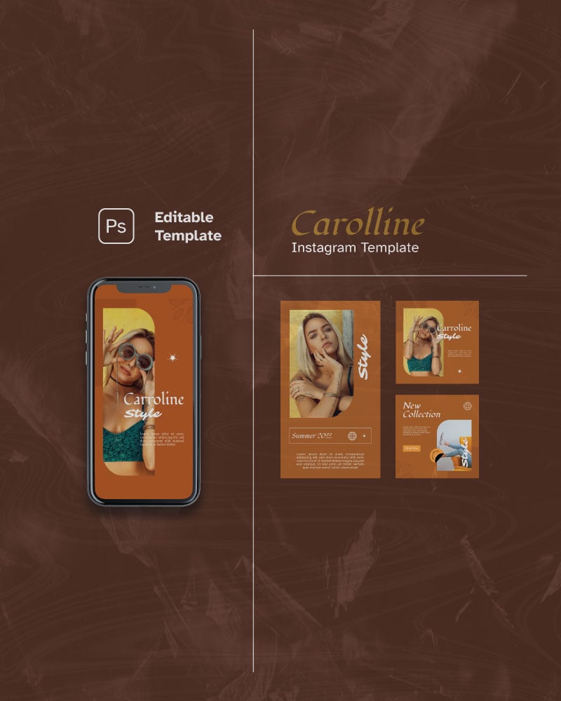 Carolline - Instagram Social Media PSD Template