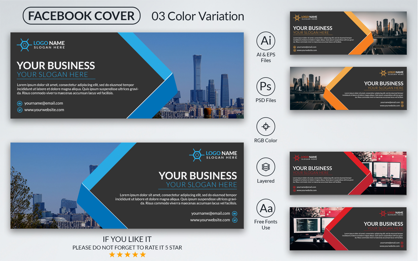 Business Minimal Facebook Cover Design Social Media