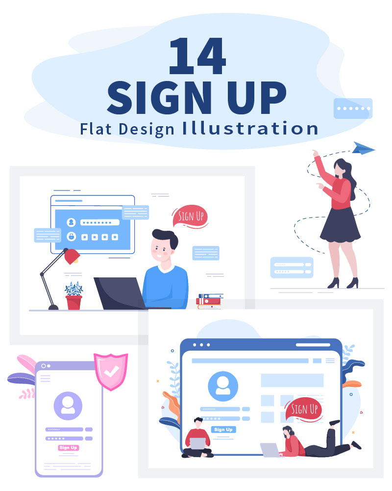 14 Registration or Sign Up Login for Account illustration