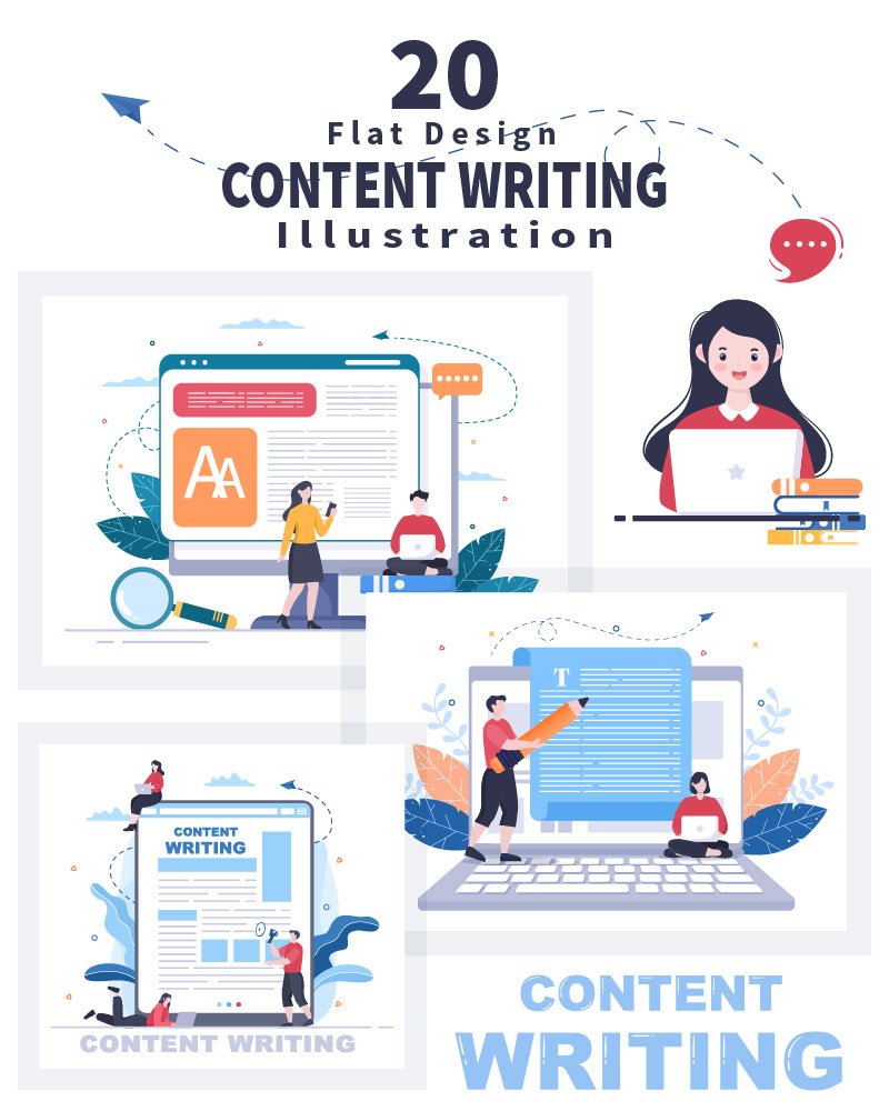 20 Content Writing or Journalist Vector Illustration