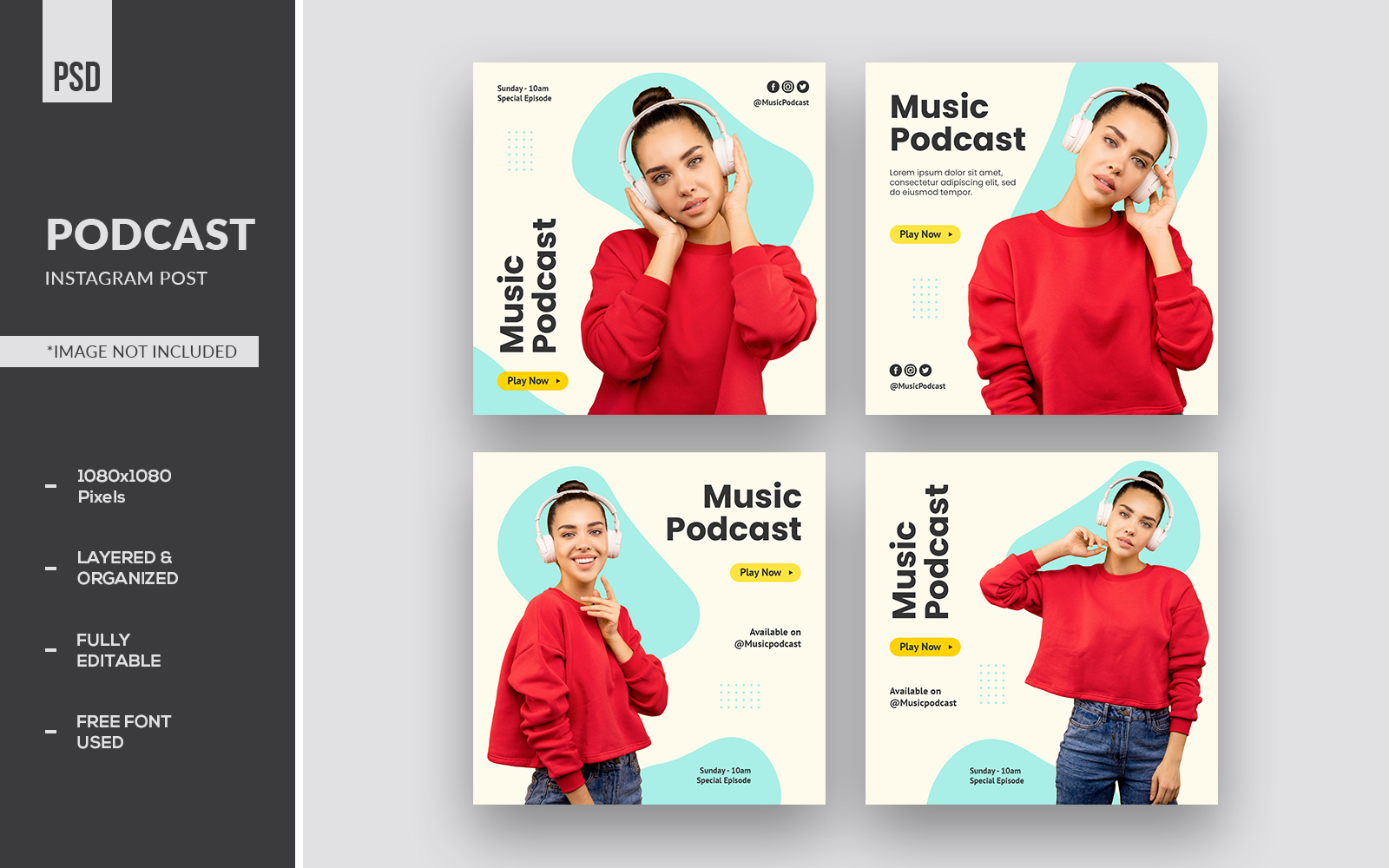 Podcast Music Instagram Post And Banner Ads