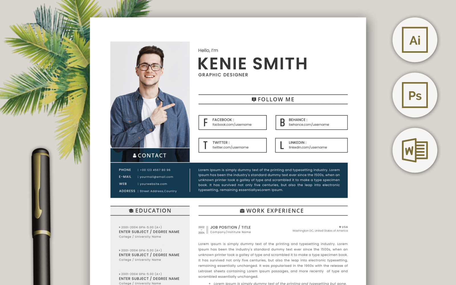 Professional Resume CV Template Design Vol 16
