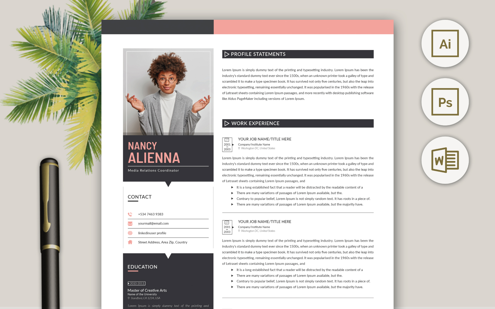 Professional Resume CV Template Design Vol 17