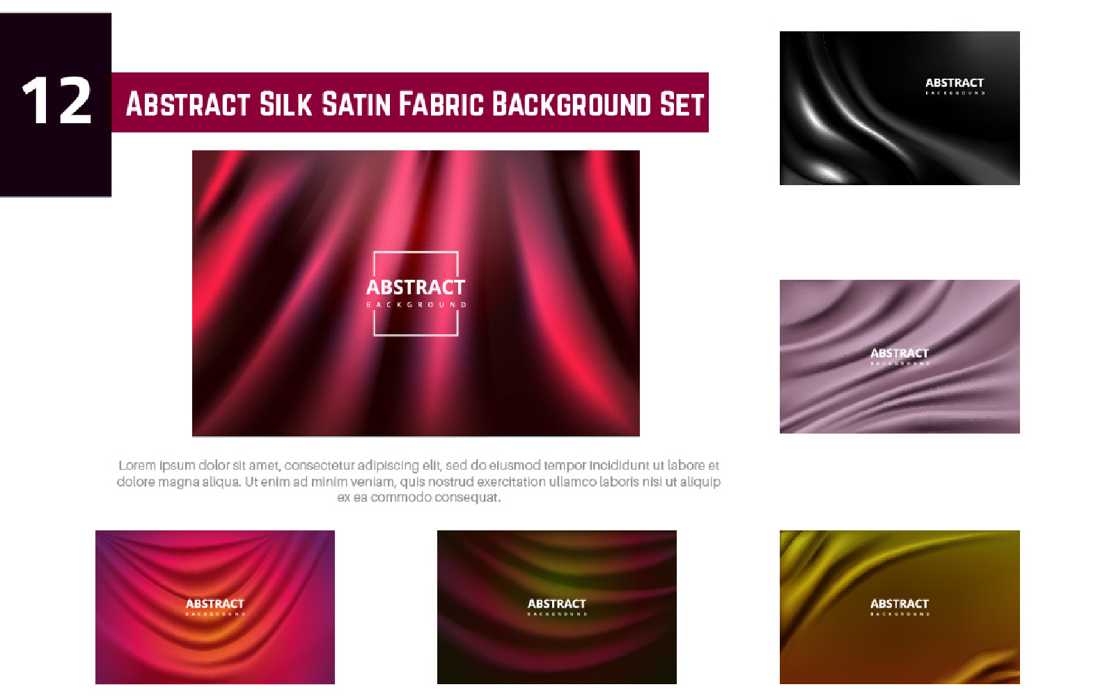 12 Abstract Silk Satin Fabric Background Set