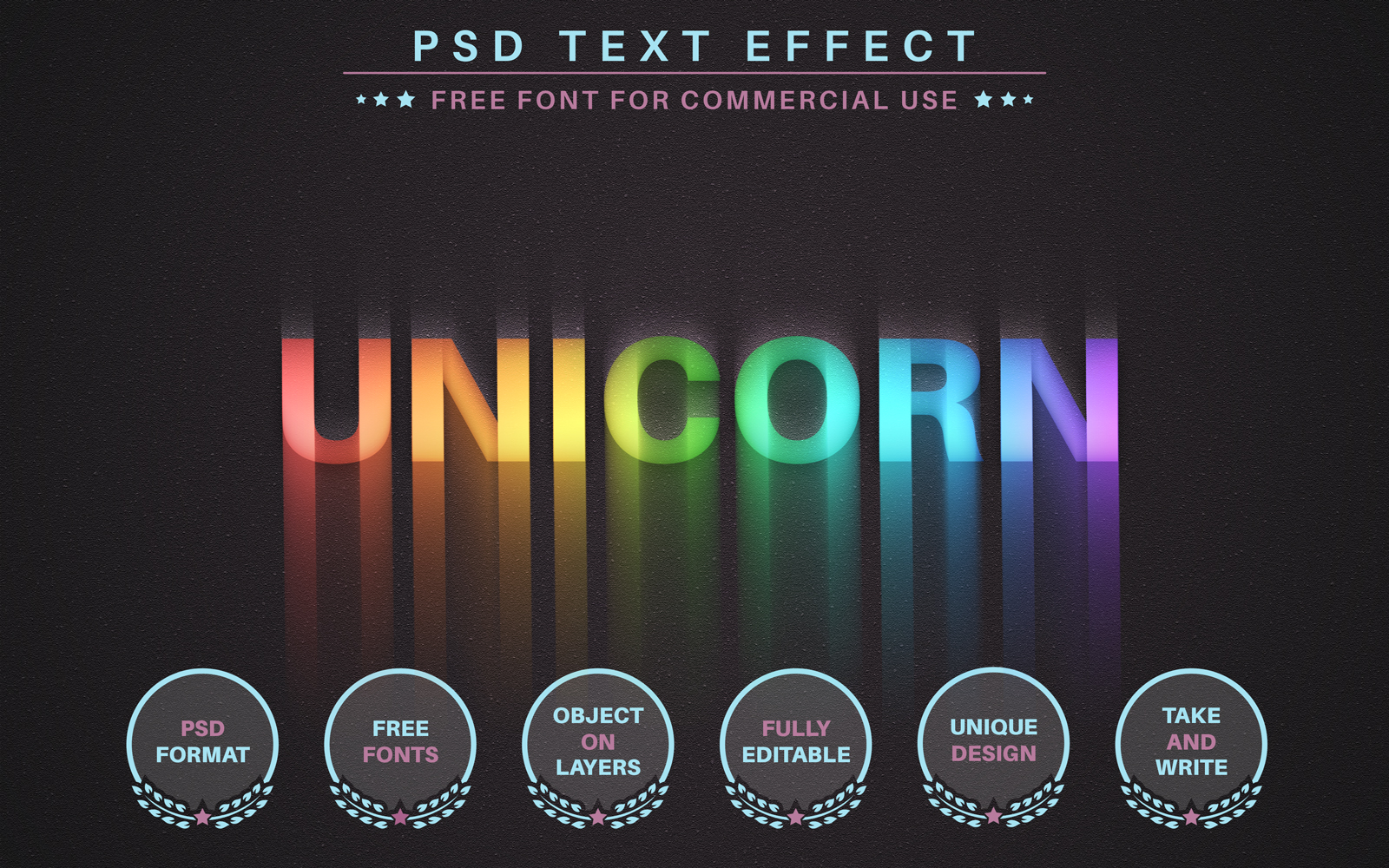 Unicorn Rainbow - PSD Editable Text Effect, Graphics Illustration
