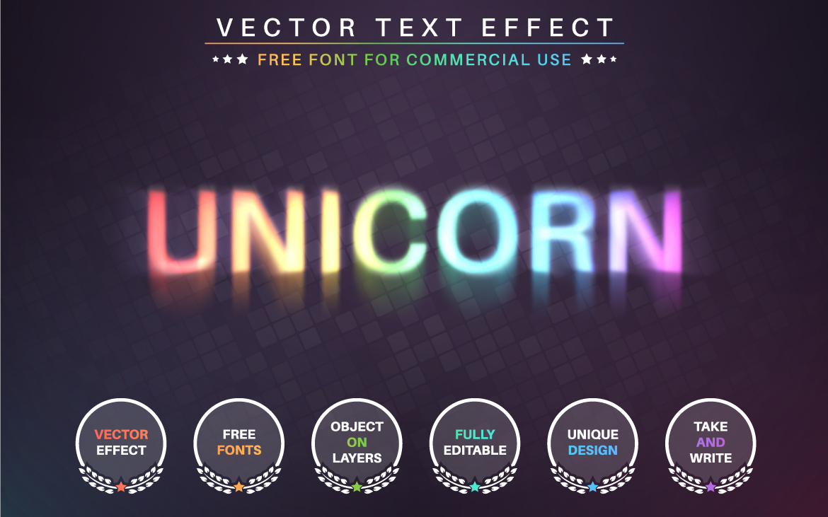 Unicorn - Editable Text Effect, Font Style, Graphics Illustration