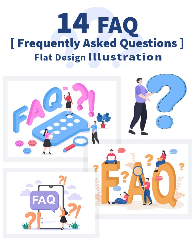 14 FAQ or Frequently Asked Questions Illustration