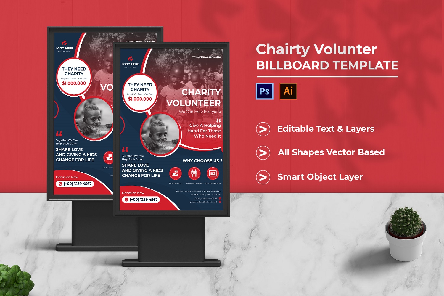 Charity Volunteer Billboard Portrait