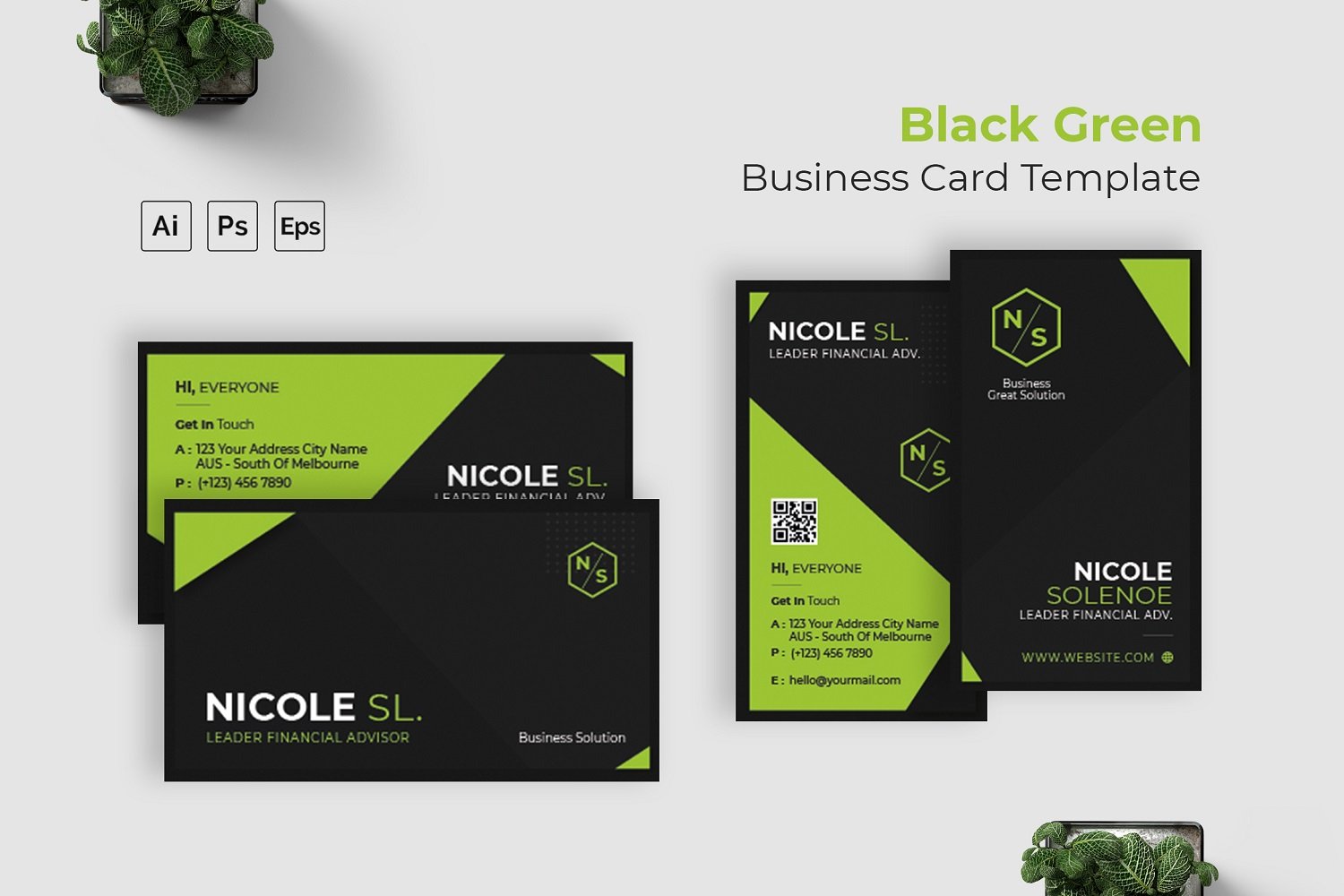 Black Green Business Card