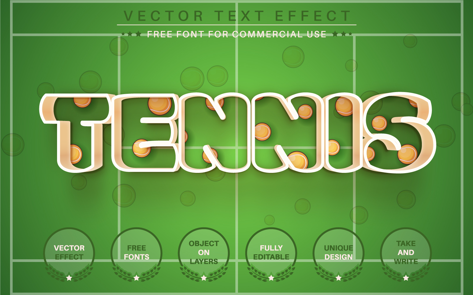 Tennis - Editable Text Effect, Font Style, Graphics Illustration