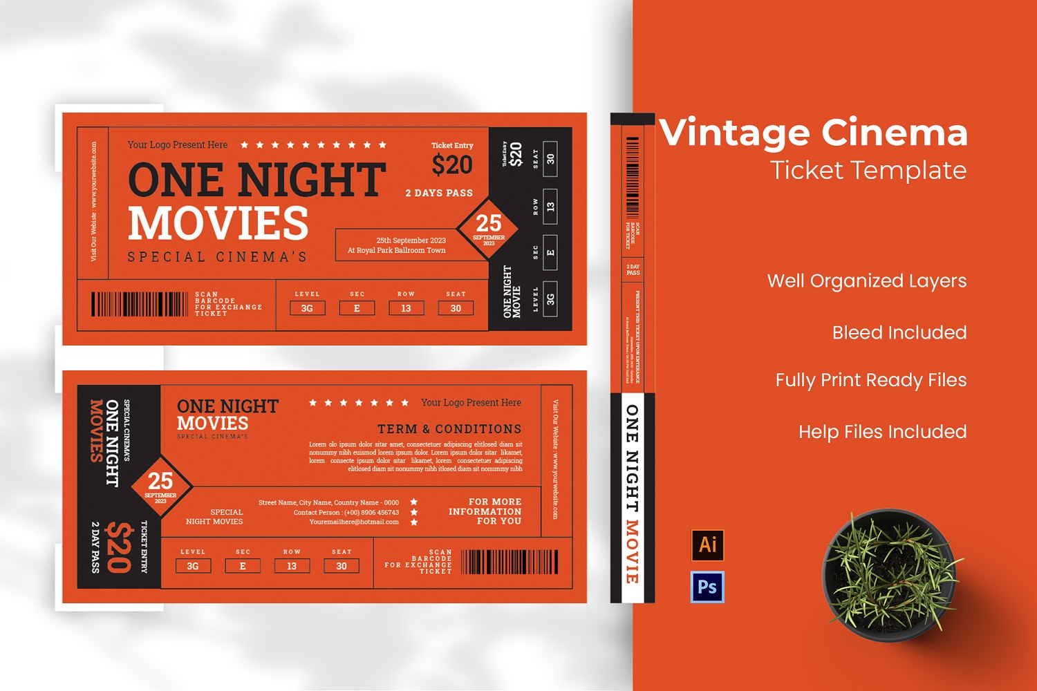 Vintage Cinema Ticket Template