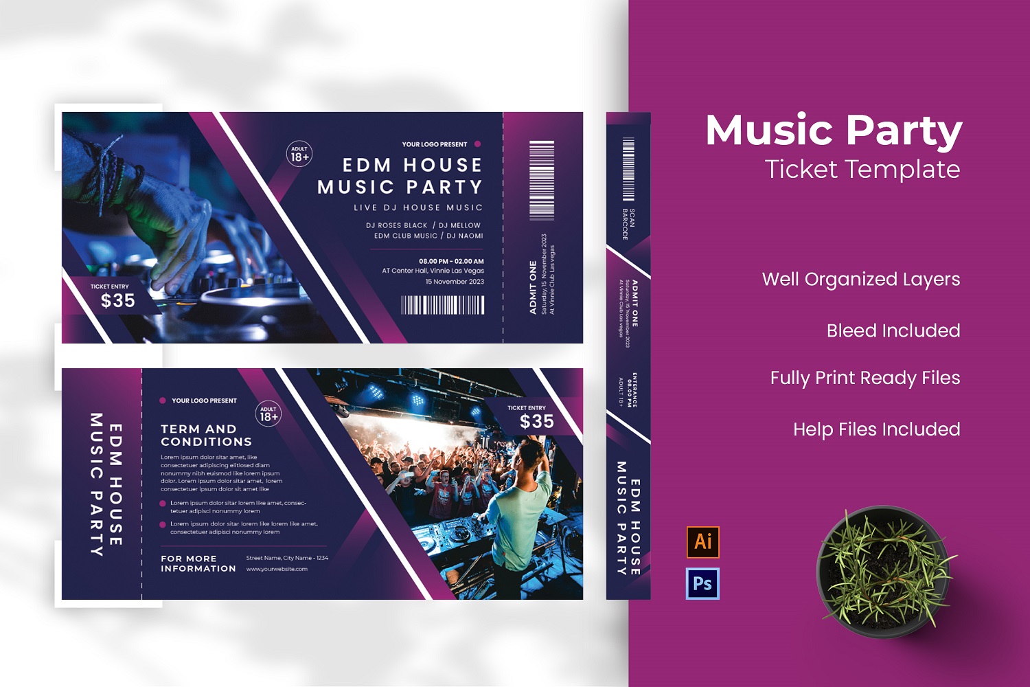 Music Party Ticket Template