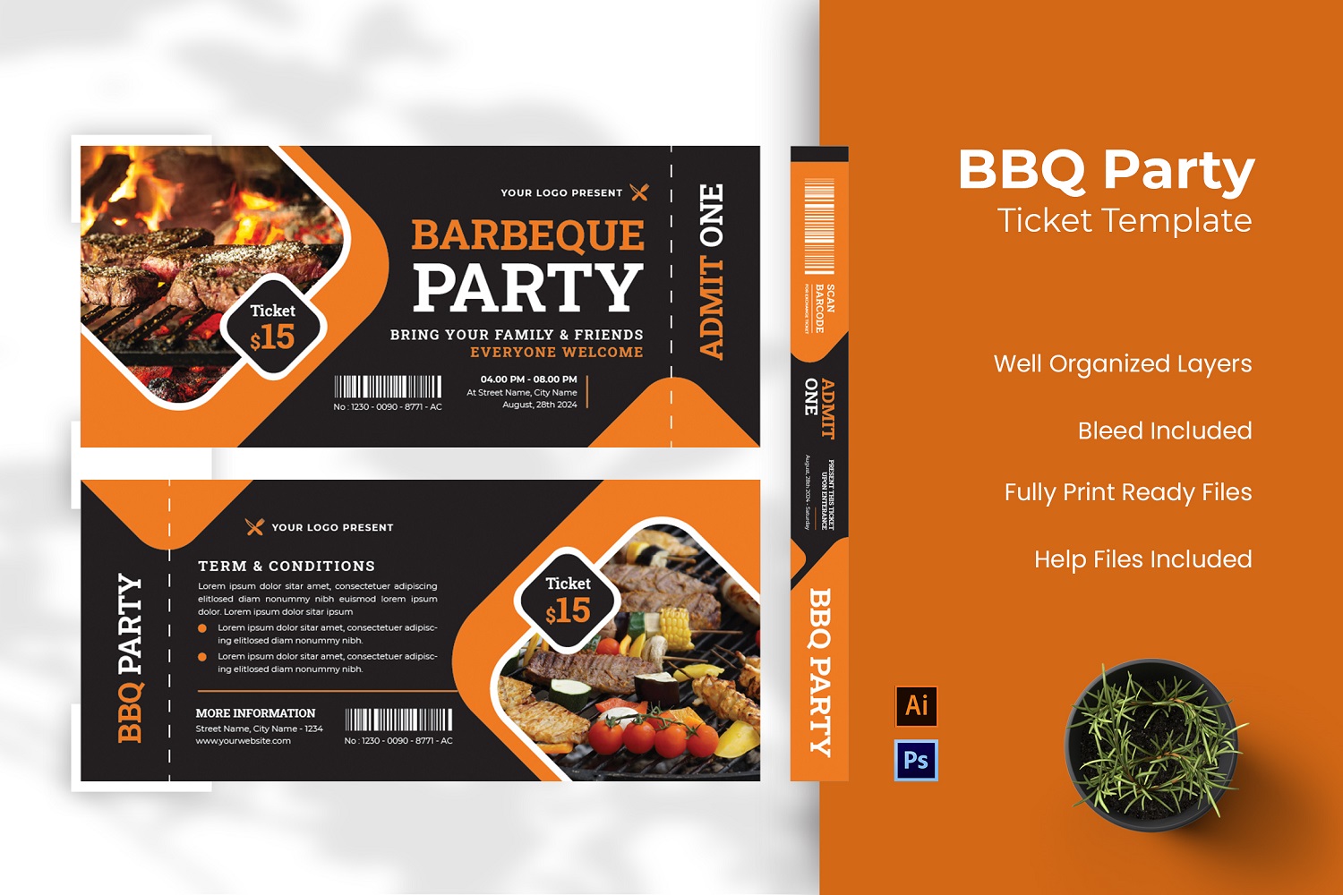 BBQ Party Ticket Template