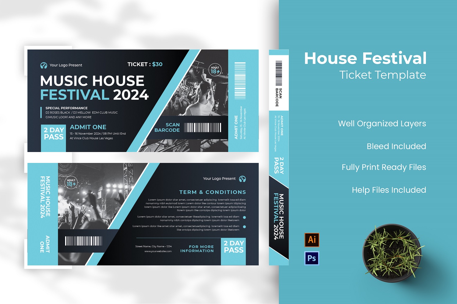 House Festival Ticket Template