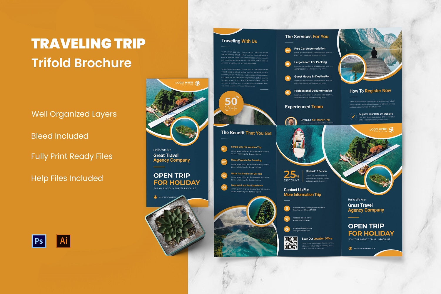 Traveling Trip Trifold Brochure