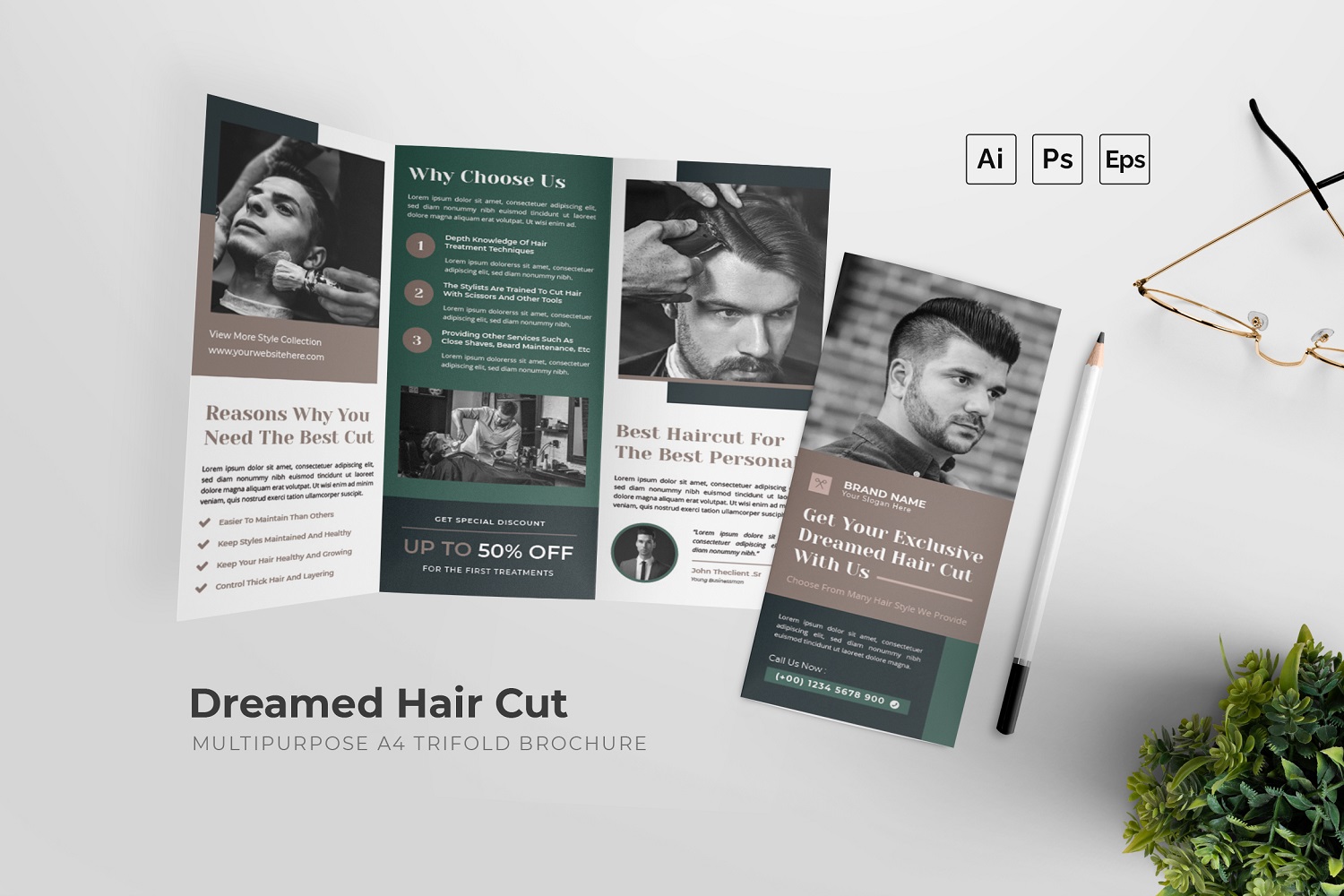 Man Shave Trifold Flyer Template