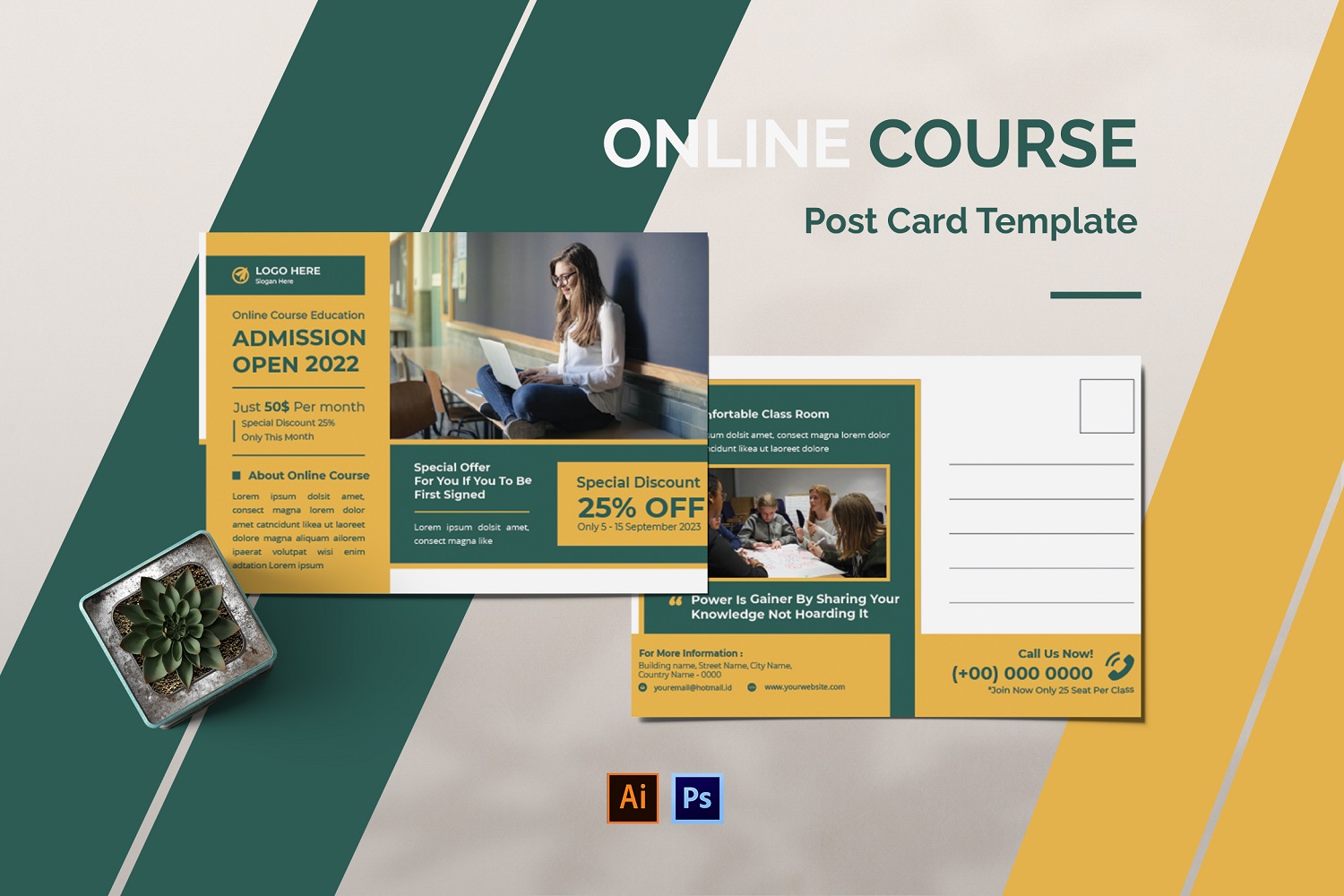 Online Course Post Card Template
