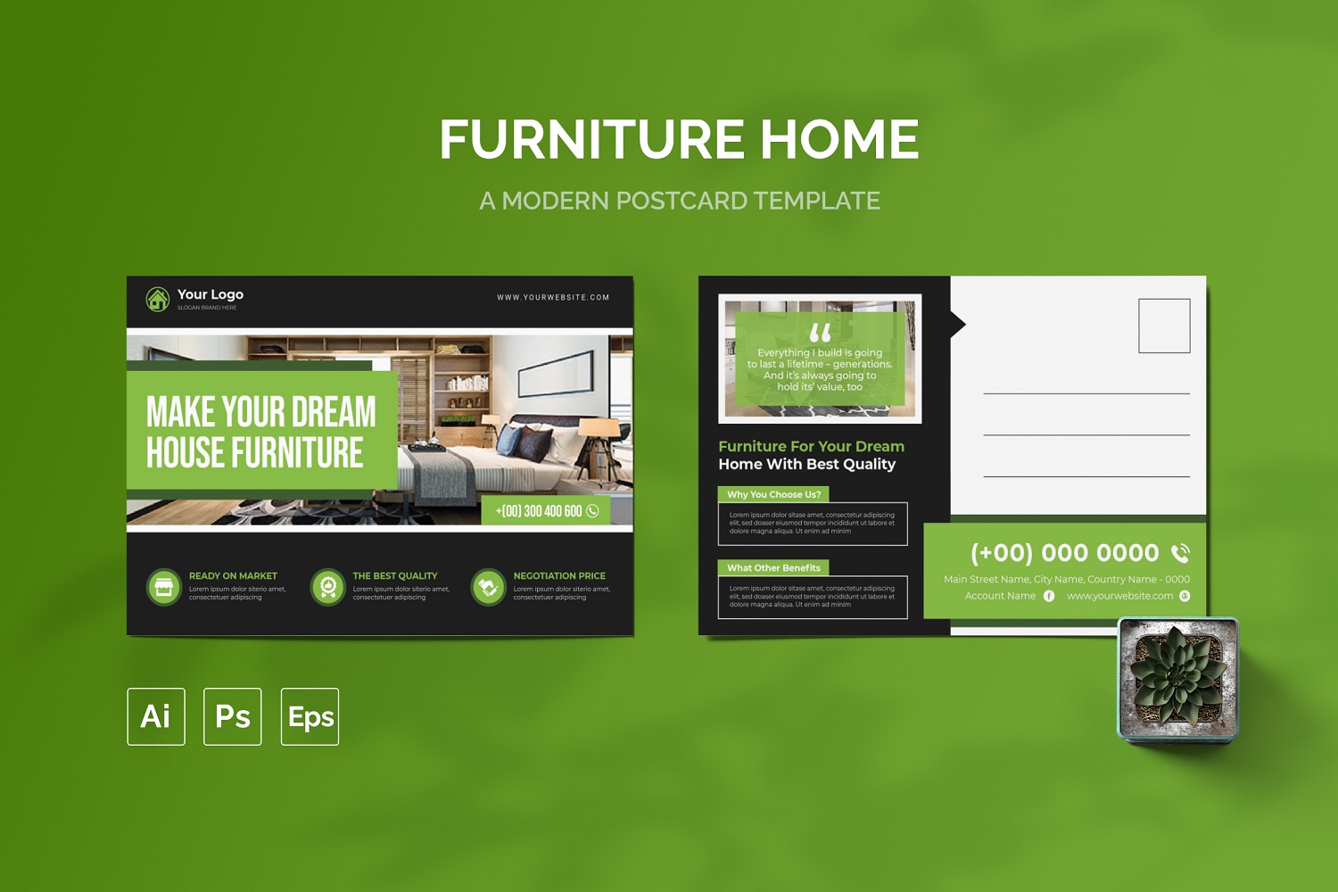Furniture Home Post Card Template
