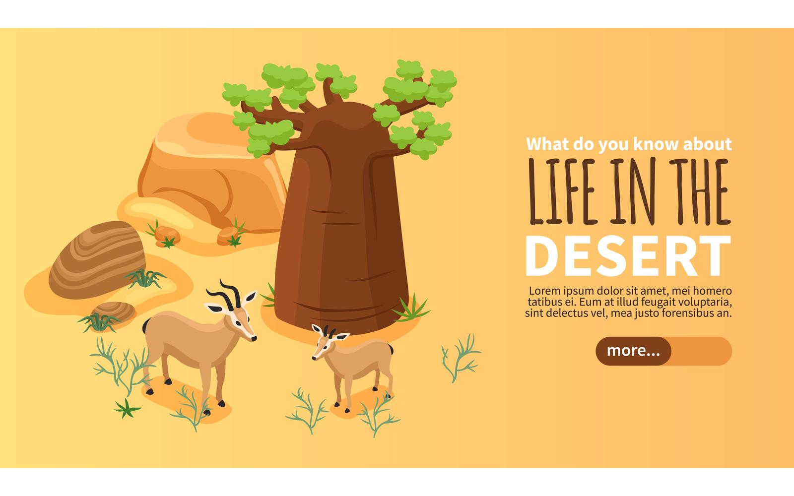 Isometric Desert Horizontal Banner 210112107 Vector Illustration Concept